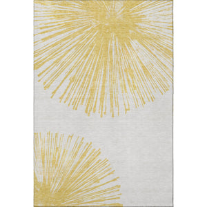 HomeRoots 8' X 10' Gold and Ivory Abstract Washable Area Rug – Stylish, Stain-Resistant, UV-Protected Elegance 653540