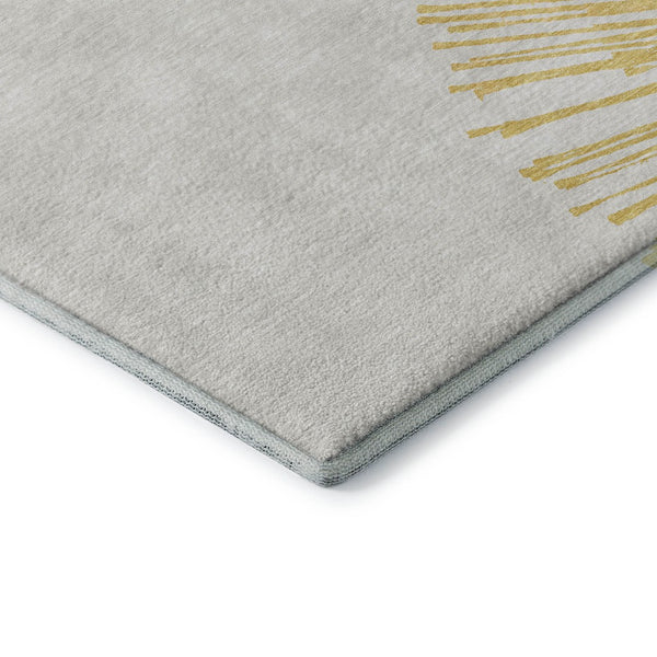 HomeRoots 8' X 10' Gold and Ivory Abstract Washable Area Rug – Stylish, Stain-Resistant, UV-Protected Elegance 653540