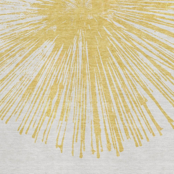 HomeRoots 8' X 10' Gold and Ivory Abstract Washable Area Rug – Stylish, Stain-Resistant, UV-Protected Elegance 653540