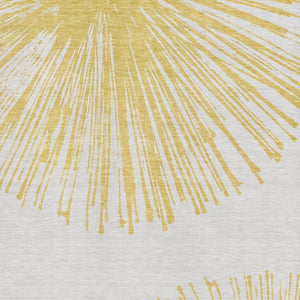 HomeRoots 10' X 14' Gold And Ivory Abstract Area Rug - Washable, UV-Protected, Stylish & Family-Friendly Design 653542