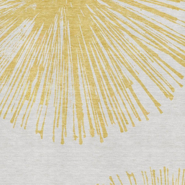 HomeRoots 10' X 14' Gold And Ivory Abstract Area Rug - Washable, UV-Protected, Stylish & Family-Friendly Design 653542