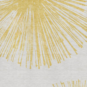 HomeRoots 10' X 14' Gold And Ivory Abstract Area Rug - Washable, UV-Protected, Stylish & Family-Friendly Design 653542