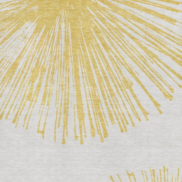 HomeRoots 10' X 14' Gold And Ivory Abstract Area Rug - Washable, UV-Protected, Stylish & Family-Friendly Design 653542