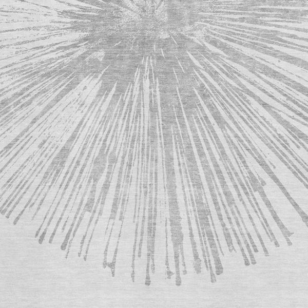 HomeRoots 5' Gray and Ivory Abstract Washable Area Rug – Durable, Stain Resistant, UV Protected for Modern Spaces 653544