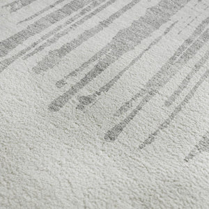 HomeRoots 5' Gray and Ivory Abstract Washable Area Rug – Durable, Stain Resistant, UV Protected for Modern Spaces 653544