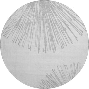 HomeRoots 8' Gray And Ivory Abstract Round Rug - Washable, UV Protected, Durable & Stylish for Any Space 653545