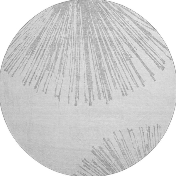 HomeRoots 8' Gray And Ivory Abstract Round Rug - Washable, UV Protected, Durable & Stylish for Any Space 653545
