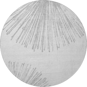 HomeRoots 8' Gray And Ivory Abstract Round Rug - Washable, UV Protected, Durable & Stylish for Any Space 653545