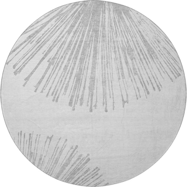 HomeRoots 8' Gray And Ivory Abstract Round Rug - Washable, UV Protected, Durable & Stylish for Any Space 653545