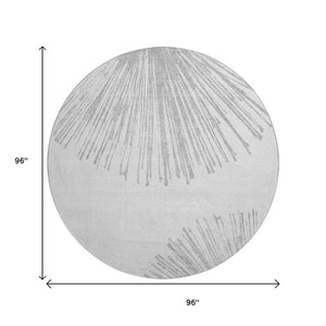 HomeRoots 8' Gray And Ivory Abstract Round Rug - Washable, UV Protected, Durable & Stylish for Any Space 653545