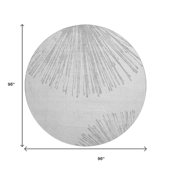 HomeRoots 8' Gray And Ivory Abstract Round Rug - Washable, UV Protected, Durable & Stylish for Any Space 653545