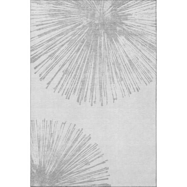 HomeRoots 9' X 12' Gray And Ivory Abstract Washable Area Rug – Durable, Stylish, UV-Protected for High-Traffic Spaces 653547