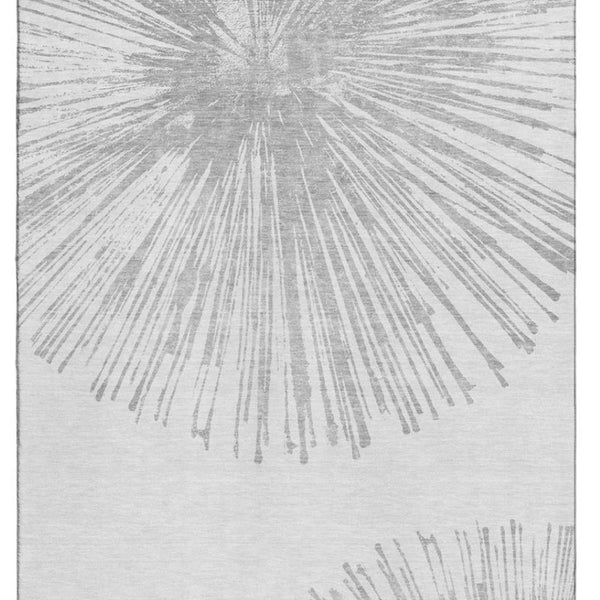 HomeRoots 9' X 12' Gray And Ivory Abstract Washable Area Rug – Durable, Stylish, UV-Protected for High-Traffic Spaces 653547