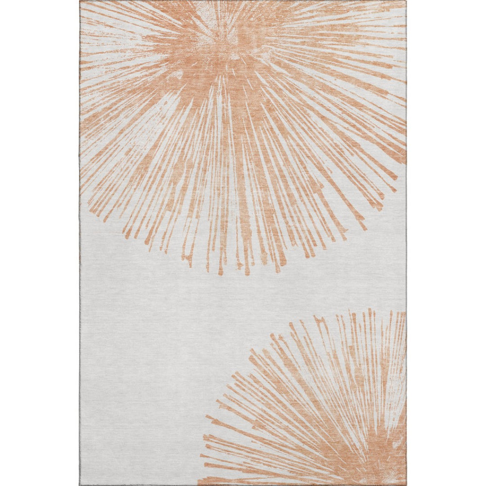 HomeRoots 5' X 8' Salmon and Ivory Abstract Area Rug – Stylish, Washable, UV-Protected for Active Homes! 653550