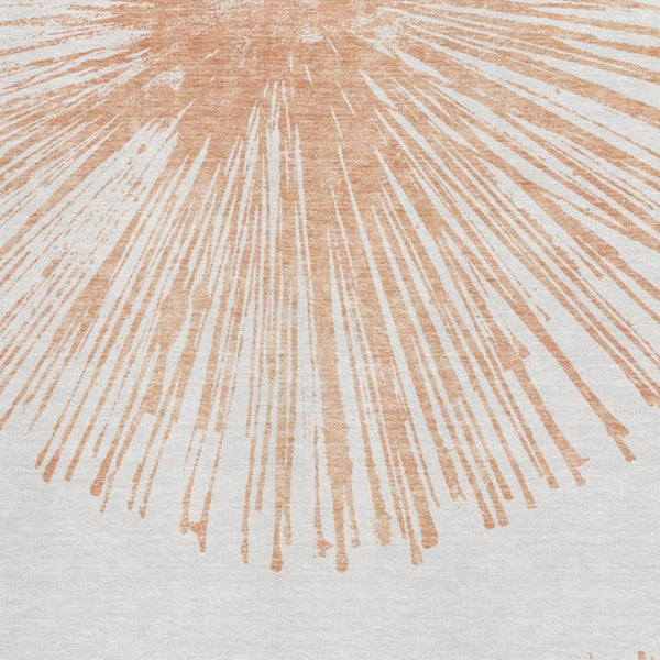 HomeRoots 8' X 10' Salmon and Ivory Abstract Area Rug - Washable, Stain-Resistant, UV-Protected for Homes 653552