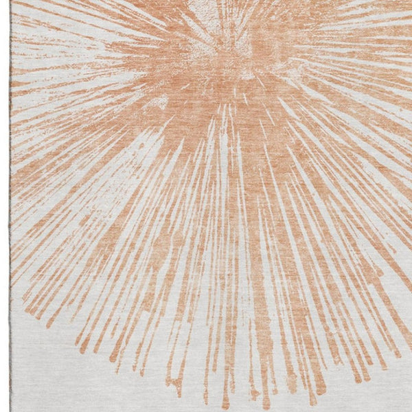 HomeRoots 8' X 10' Salmon and Ivory Abstract Area Rug - Washable, Stain-Resistant, UV-Protected for Homes 653552