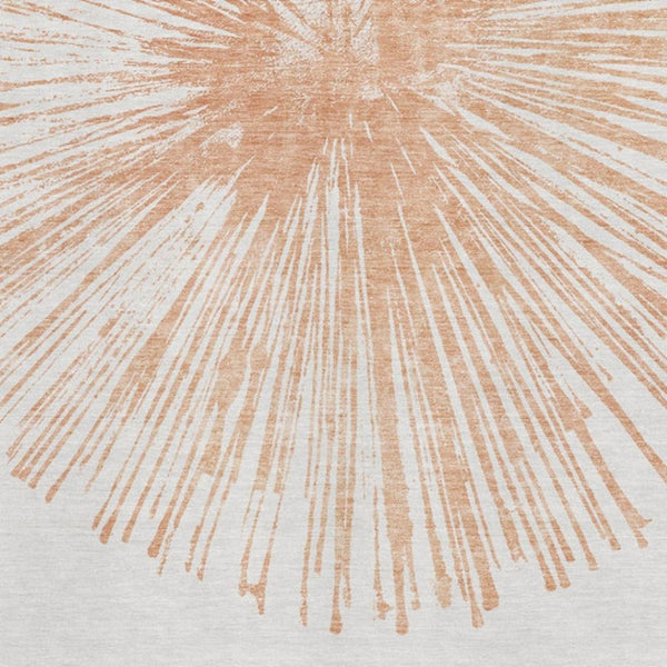 HomeRoots 9' X 12' Salmon and Ivory Abstract Area Rug – Durable, Washable, UV-Protected for Family Spaces 653553