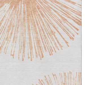 HomeRoots 9' X 12' Salmon and Ivory Abstract Area Rug – Durable, Washable, UV-Protected for Family Spaces 653553