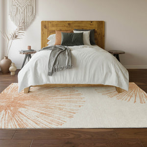 HomeRoots 9' X 12' Salmon and Ivory Abstract Area Rug – Durable, Washable, UV-Protected for Family Spaces 653553