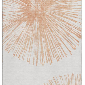 HomeRoots 9' X 12' Salmon and Ivory Abstract Area Rug – Durable, Washable, UV-Protected for Family Spaces 653553