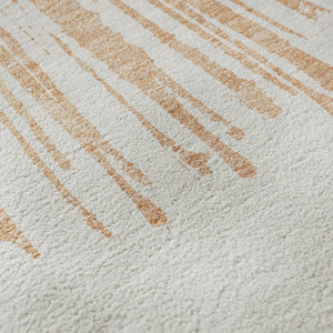 HomeRoots 10' X 14' Modern Salmon and Ivory Abstract Washable Area Rug with UV Protection for Family Spaces 653554