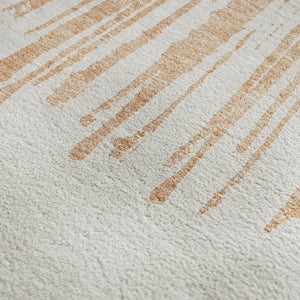 HomeRoots 10' X 14' Modern Salmon and Ivory Abstract Washable Area Rug with UV Protection for Family Spaces 653554