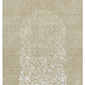 HomeRoots 5' X 8' Beige & Ivory Abstract Area Rug - Washable, Stain-Resistant, UV Protected for Everyday Use! 653562