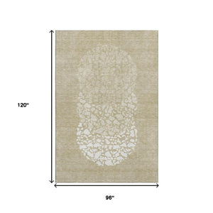 HomeRoots 8' X 10' Beige and Ivory Abstract Washable Area Rug with UV Protection for Stylish, Busy Homes 653564
