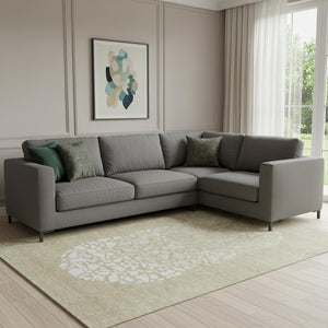 HomeRoots 8' X 10' Beige and Ivory Abstract Washable Area Rug with UV Protection for Stylish, Busy Homes 653564