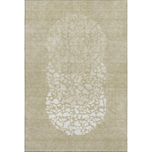 HomeRoots 8' X 10' Beige and Ivory Abstract Washable Area Rug with UV Protection for Stylish, Busy Homes 653564