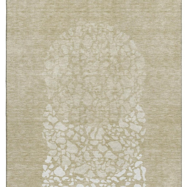 HomeRoots 8' X 10' Beige and Ivory Abstract Washable Area Rug with UV Protection for Stylish, Busy Homes 653564