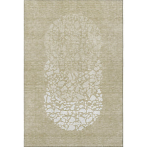 HomeRoots 8' X 10' Beige and Ivory Abstract Washable Area Rug with UV Protection for Stylish, Busy Homes 653564