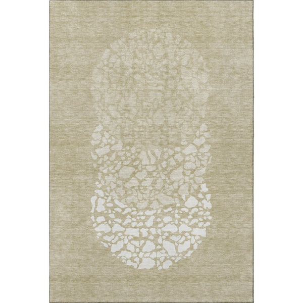 HomeRoots 8' X 10' Beige and Ivory Abstract Washable Area Rug with UV Protection for Stylish, Busy Homes 653564