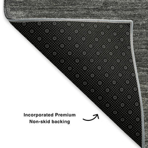 HomeRoots 8' X 10' Charcoal & Ivory Abstract Area Rug - Washable, UV Protected, Stain Resistant for Modern Spaces 653570