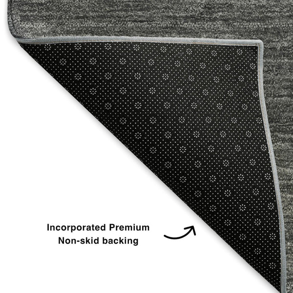 HomeRoots 8' X 10' Charcoal & Ivory Abstract Area Rug - Washable, UV Protected, Stain Resistant for Modern Spaces 653570