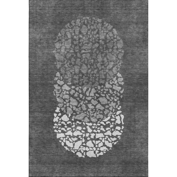 HomeRoots 10' X 14' Charcoal & Ivory Abstract Washable Area Rug - Durable, Stain-Resistant, UV Protected Elegance 653572