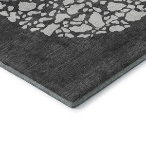 HomeRoots 10' X 14' Charcoal & Ivory Abstract Washable Area Rug - Durable, Stain-Resistant, UV Protected Elegance 653572