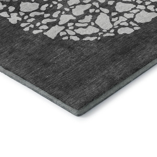 HomeRoots 10' X 14' Charcoal & Ivory Abstract Washable Area Rug - Durable, Stain-Resistant, UV Protected Elegance 653572