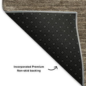 HomeRoots 5' X 8' Chocolate And Ivory Abstract Area Rug - Washable, UV-Protected, Durable for Busy Homes 653574