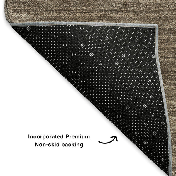 HomeRoots 8' Chocolate and Ivory Abstract Round Rug – Washable, UV-Protected, Ideal for Busy Homes with Kids & Pets 653575