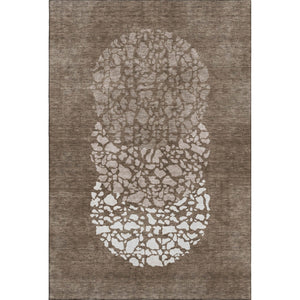 HomeRoots 8' X 10' Chocolate and Ivory Abstract Area Rug - Durable, Washable, UV-Protected for Everyday Living 653576