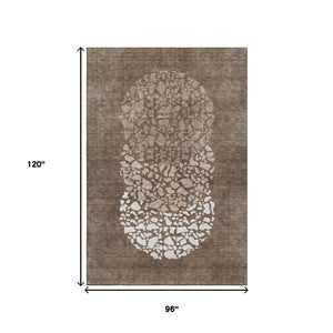 HomeRoots 8' X 10' Chocolate and Ivory Abstract Area Rug - Durable, Washable, UV-Protected for Everyday Living 653576