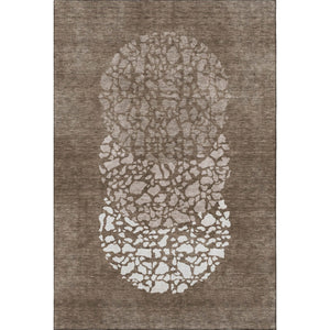HomeRoots 8' X 10' Chocolate and Ivory Abstract Area Rug - Durable, Washable, UV-Protected for Everyday Living 653576