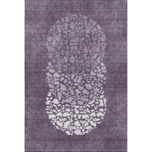 HomeRoots 5' x 8' Modern Eggplant and Ivory Abstract Area Rug - Washable, Stain Resistant, UV Protected Design 653580