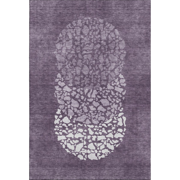 HomeRoots 5' x 8' Modern Eggplant and Ivory Abstract Area Rug - Washable, Stain Resistant, UV Protected Design 653580