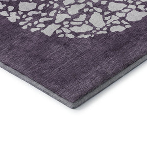 HomeRoots 5' x 8' Modern Eggplant and Ivory Abstract Area Rug - Washable, Stain Resistant, UV Protected Design 653580