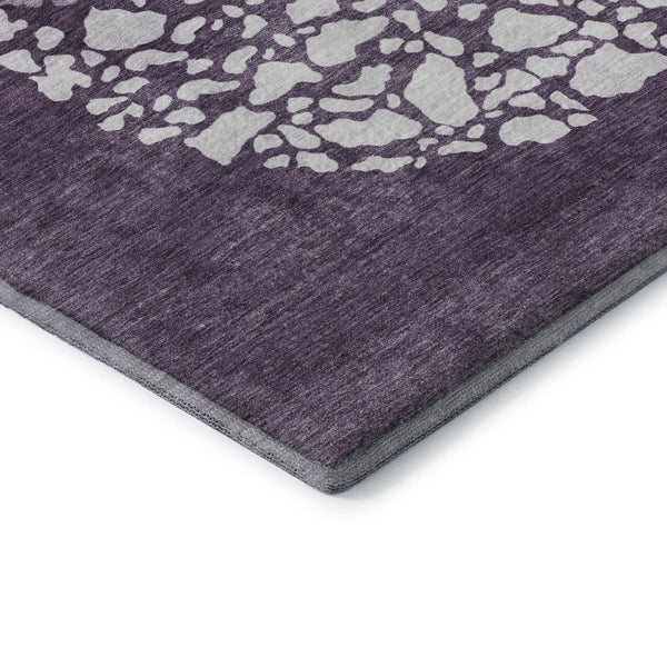 HomeRoots 5' x 8' Modern Eggplant and Ivory Abstract Area Rug - Washable, Stain Resistant, UV Protected Design 653580