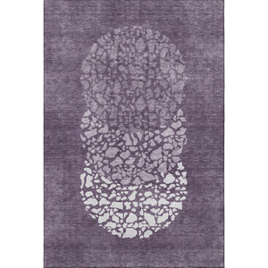 HomeRoots 5' x 8' Modern Eggplant and Ivory Abstract Area Rug - Washable, Stain Resistant, UV Protected Design 653580