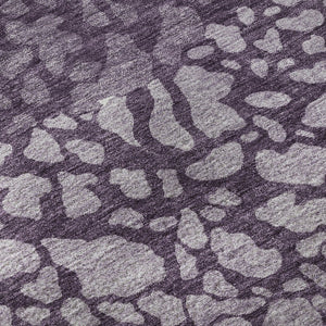 HomeRoots 9' X 12' Eggplant and Ivory Abstract Washable Area Rug - Stain Resistant, UV Protected & Easy Care 653583