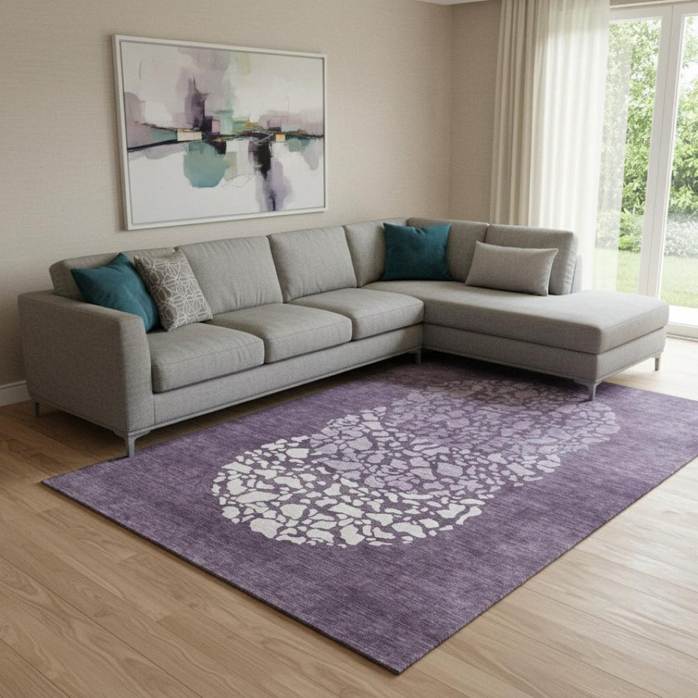 HomeRoots 10' X 14' Eggplant Abstract Area Rug - Modern, Stain-Resistant, UV Protected, Perfect for Any Room! 653584